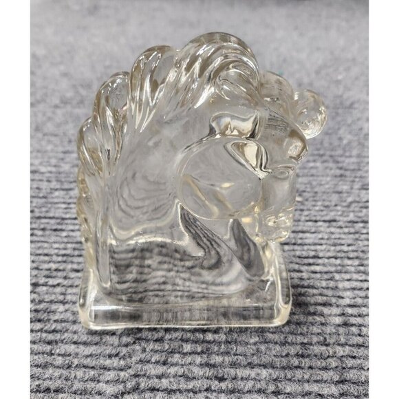 Vintage 1930s Clear Federal Pressed Glass Horse Head Stallion Book End - Picture 1 of 7